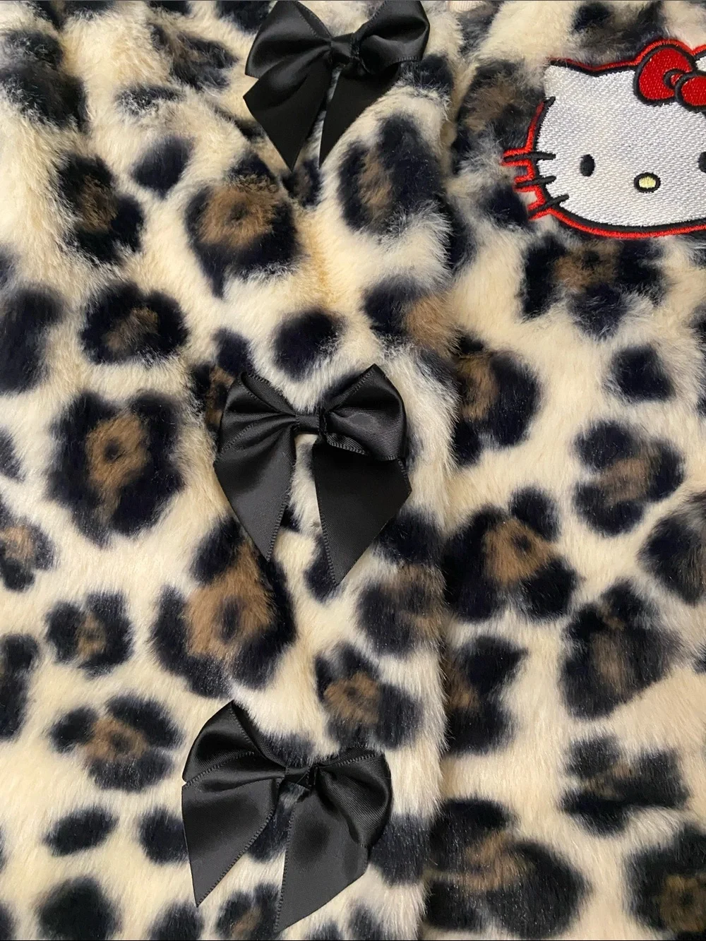 Hello Kitty Faux Fur Leopard Vest - Black, Tan, Cream